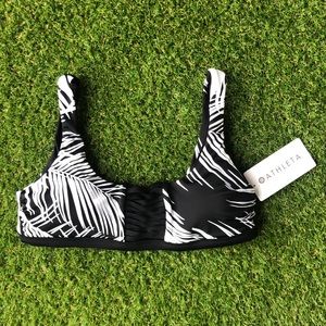 ATHLETA Black Retro Palm Adriata Bikini Top